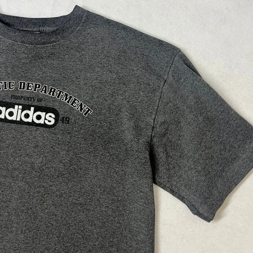 Vintage Adidas Mens Size Large T-shirt Gray Black Spell‎ Out Athletic Y2K 2000's